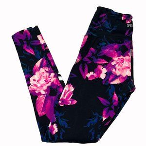 Pink Victoria's Secret Ultimate Womens Leggings XS Black Floral Spellout Mesh